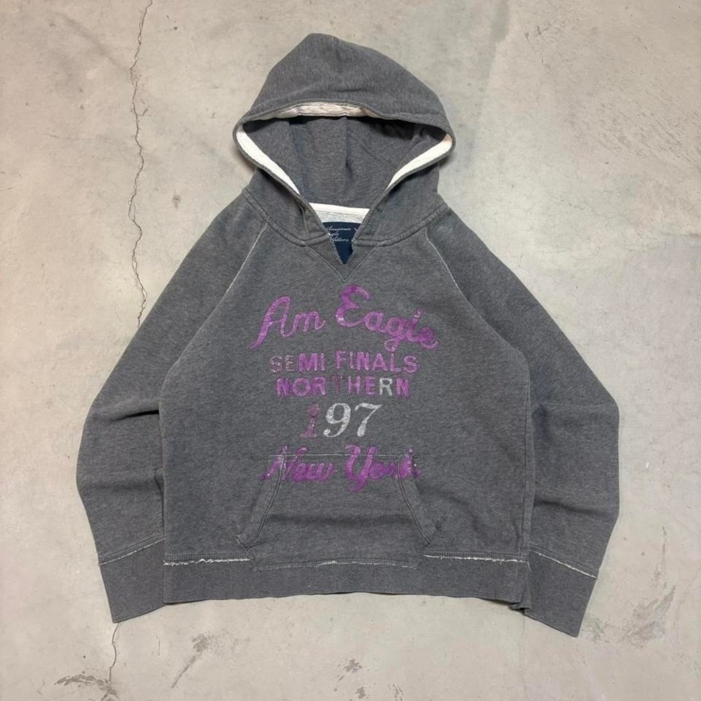 Vintage y2k‎ Women's Grey American Eagle Hoodie